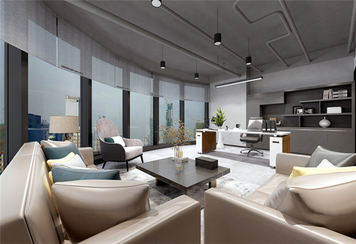 雅致灰色调办公室装潢